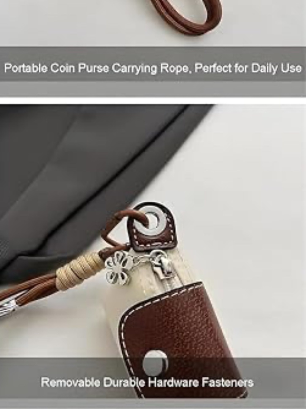 Mini Nylon Dumpling Bag Dark Blue Detachable Nylon Wrist Strap Mini Wristlet - Picture 12 of 14